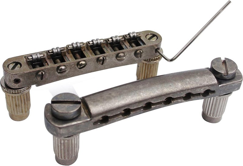 guyker Guitar Tune-O-Matic Bridge and Stop Bar Tailpiece Combo Replacement Compatible with LP SG EPI 6 String Electric Guitar(GS001 + GM005, rust color) - Image 1